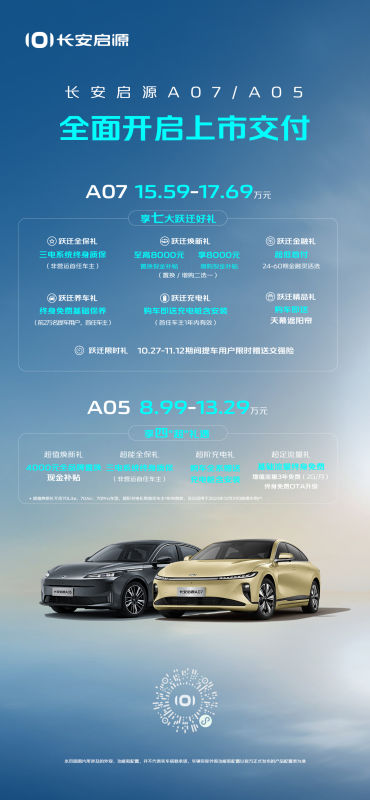 长安启源A07/A05开启上市交付 刷新行业速度